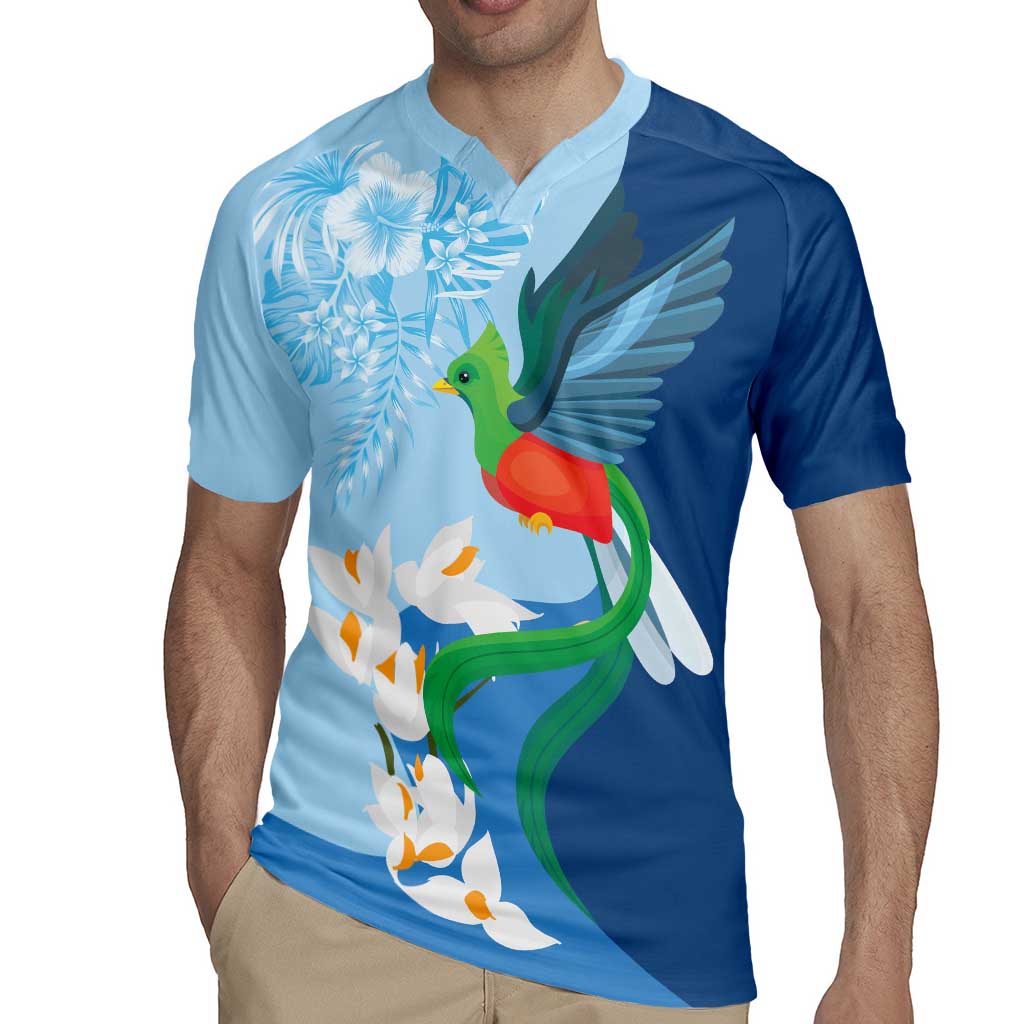 Guatemala Quetzal Bird Rugby Jersey Monja Blanca Flowers