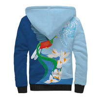 Guatemala Quetzal Bird Sherpa Hoodie Monja Blanca Flowers