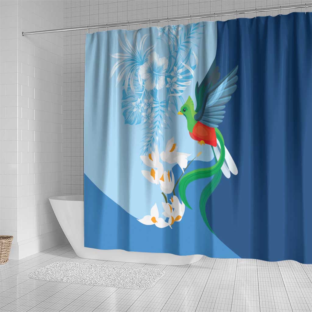 Guatemala Quetzal Bird Shower Curtain Monja Blanca Flowers