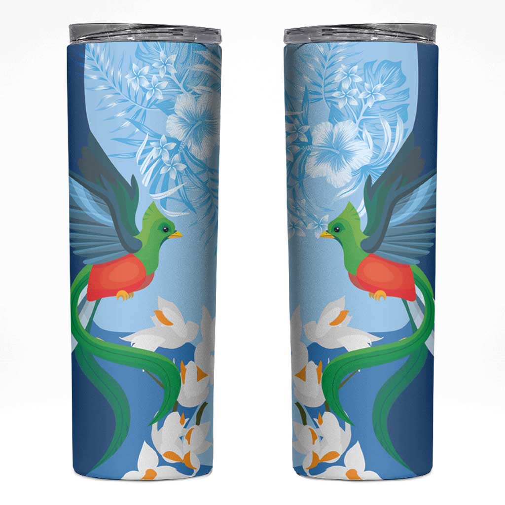 Guatemala Quetzal Bird Skinny Tumbler Monja Blanca Flowers