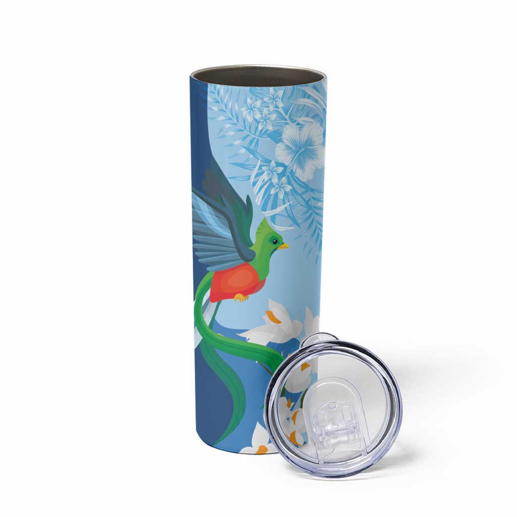 Guatemala Quetzal Bird Skinny Tumbler Monja Blanca Flowers