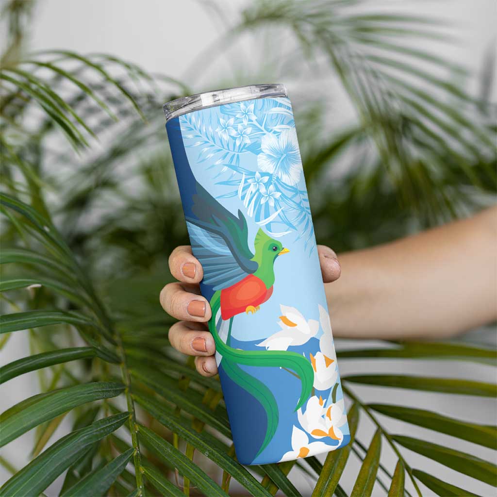 Guatemala Quetzal Bird Skinny Tumbler Monja Blanca Flowers