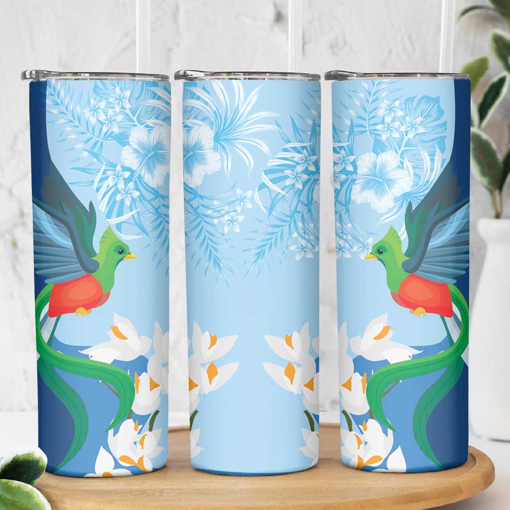 Guatemala Quetzal Bird Skinny Tumbler Monja Blanca Flowers