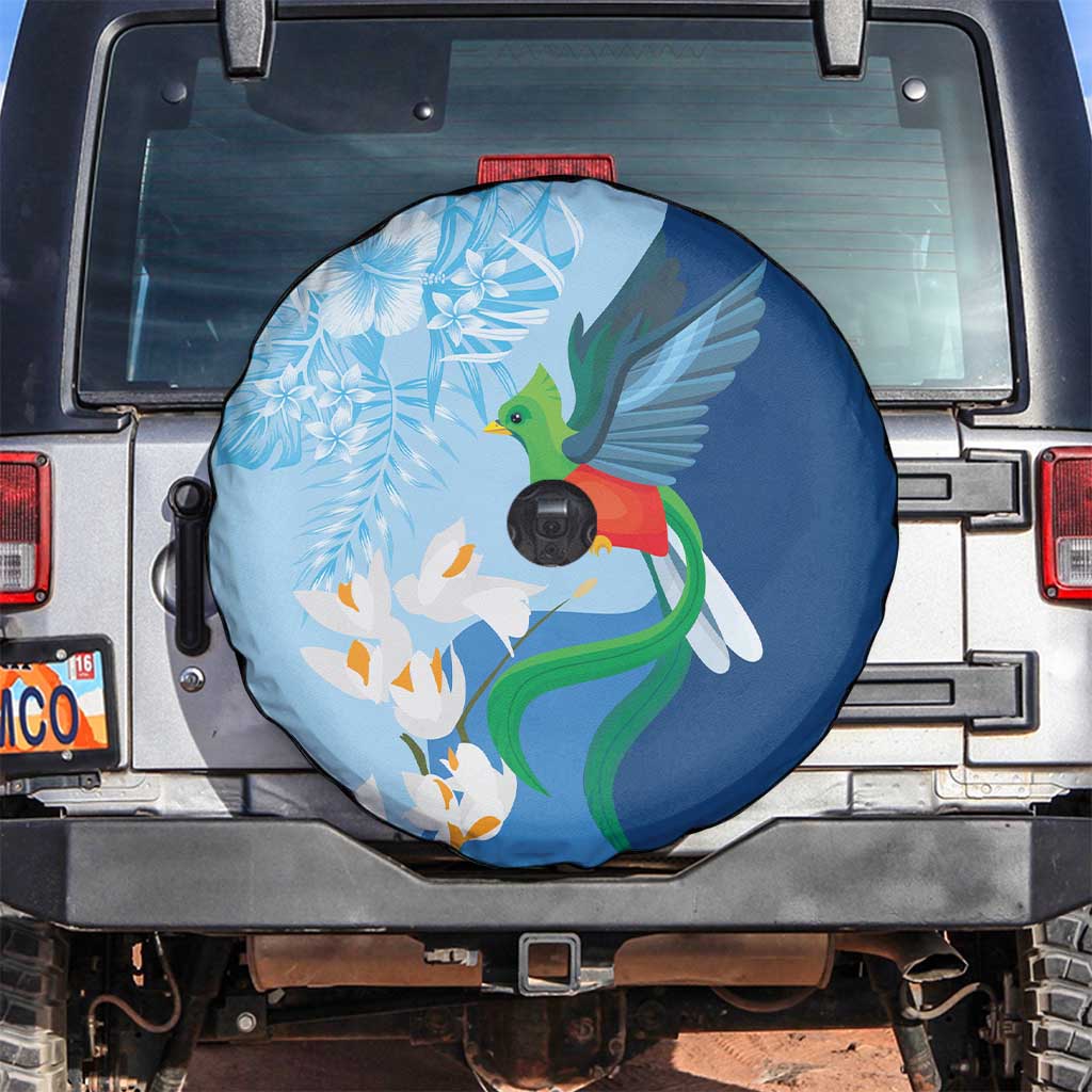 Guatemala Quetzal Bird Spare Tire Cover Monja Blanca Flowers