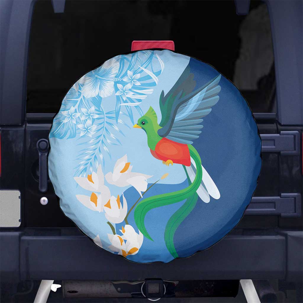 Guatemala Quetzal Bird Spare Tire Cover Monja Blanca Flowers
