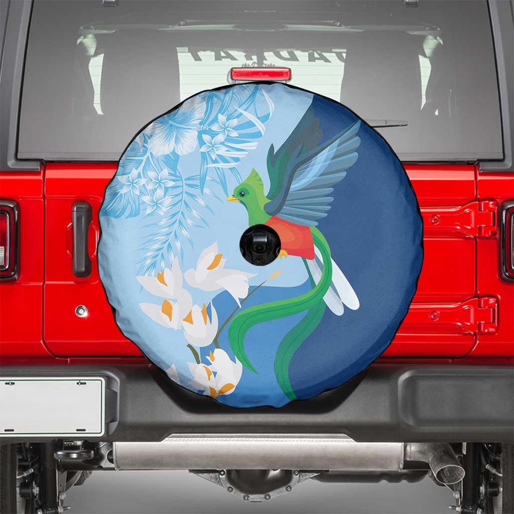 Guatemala Quetzal Bird Spare Tire Cover Monja Blanca Flowers