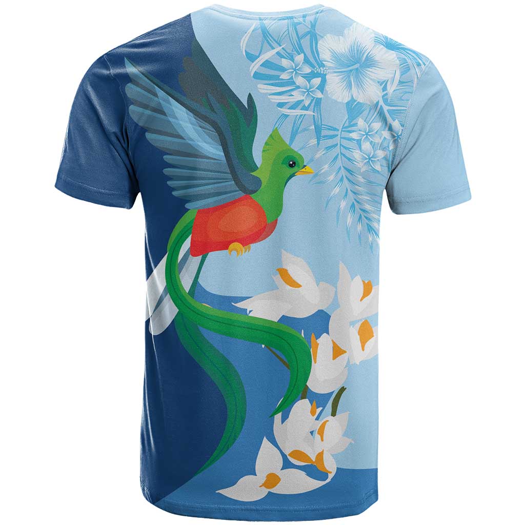 Guatemala Quetzal Bird T Shirt Monja Blanca Flowers
