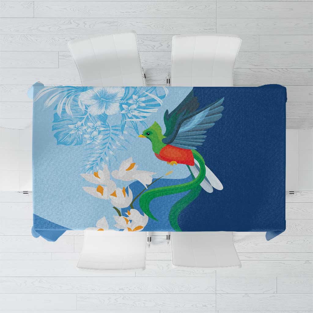 Guatemala Quetzal Bird Tablecloth Monja Blanca Flowers