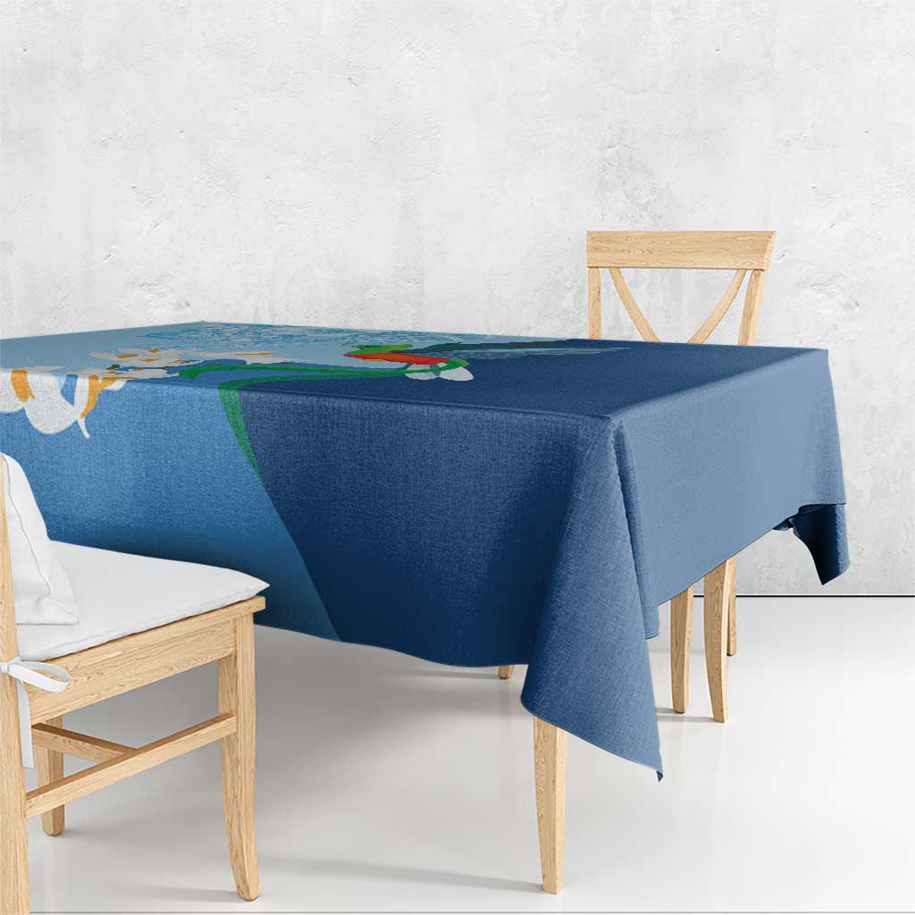 Guatemala Quetzal Bird Tablecloth Monja Blanca Flowers