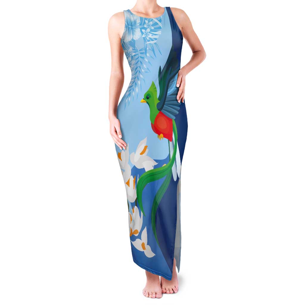 Guatemala Quetzal Bird Tank Maxi Dress Monja Blanca Flowers