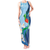 Guatemala Quetzal Bird Tank Maxi Dress Monja Blanca Flowers