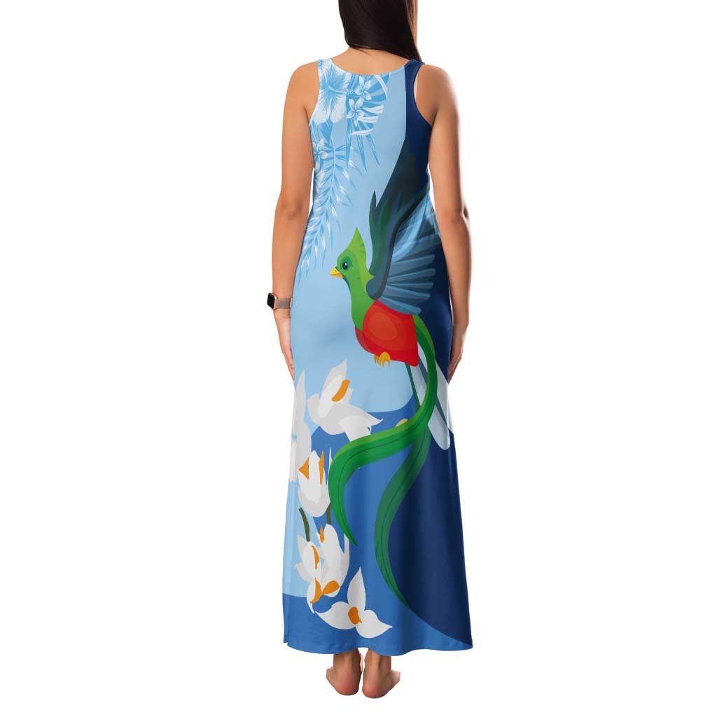 Guatemala Quetzal Bird Tank Maxi Dress Monja Blanca Flowers