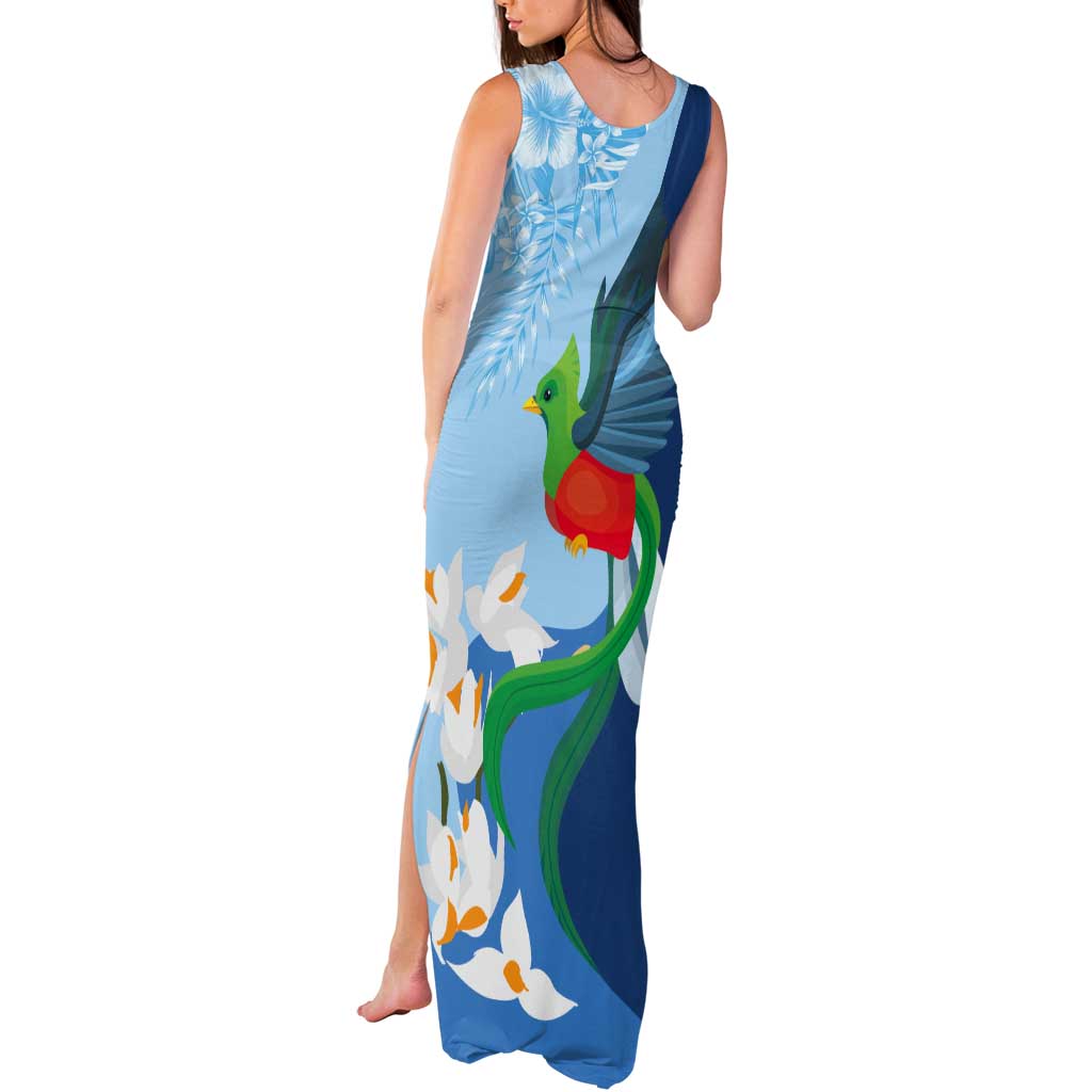 Guatemala Quetzal Bird Tank Maxi Dress Monja Blanca Flowers