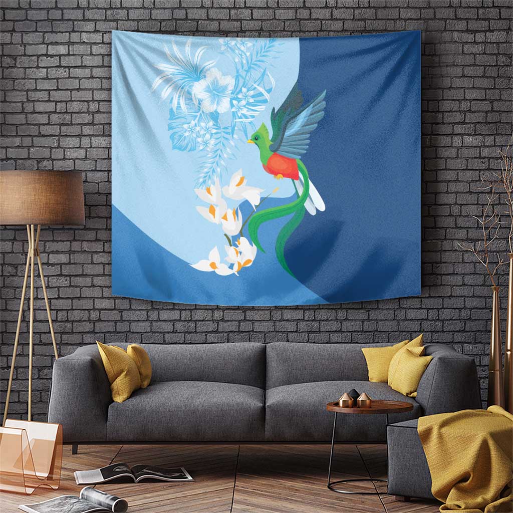 Guatemala Quetzal Bird Tapestry Monja Blanca Flowers