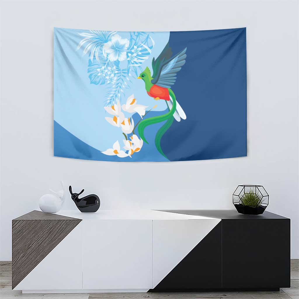 Guatemala Quetzal Bird Tapestry Monja Blanca Flowers