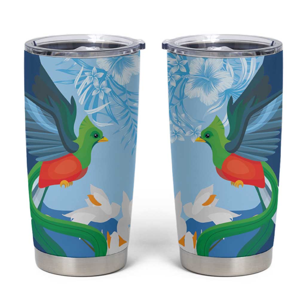 Guatemala Quetzal Bird Tumbler Cup Monja Blanca Flowers