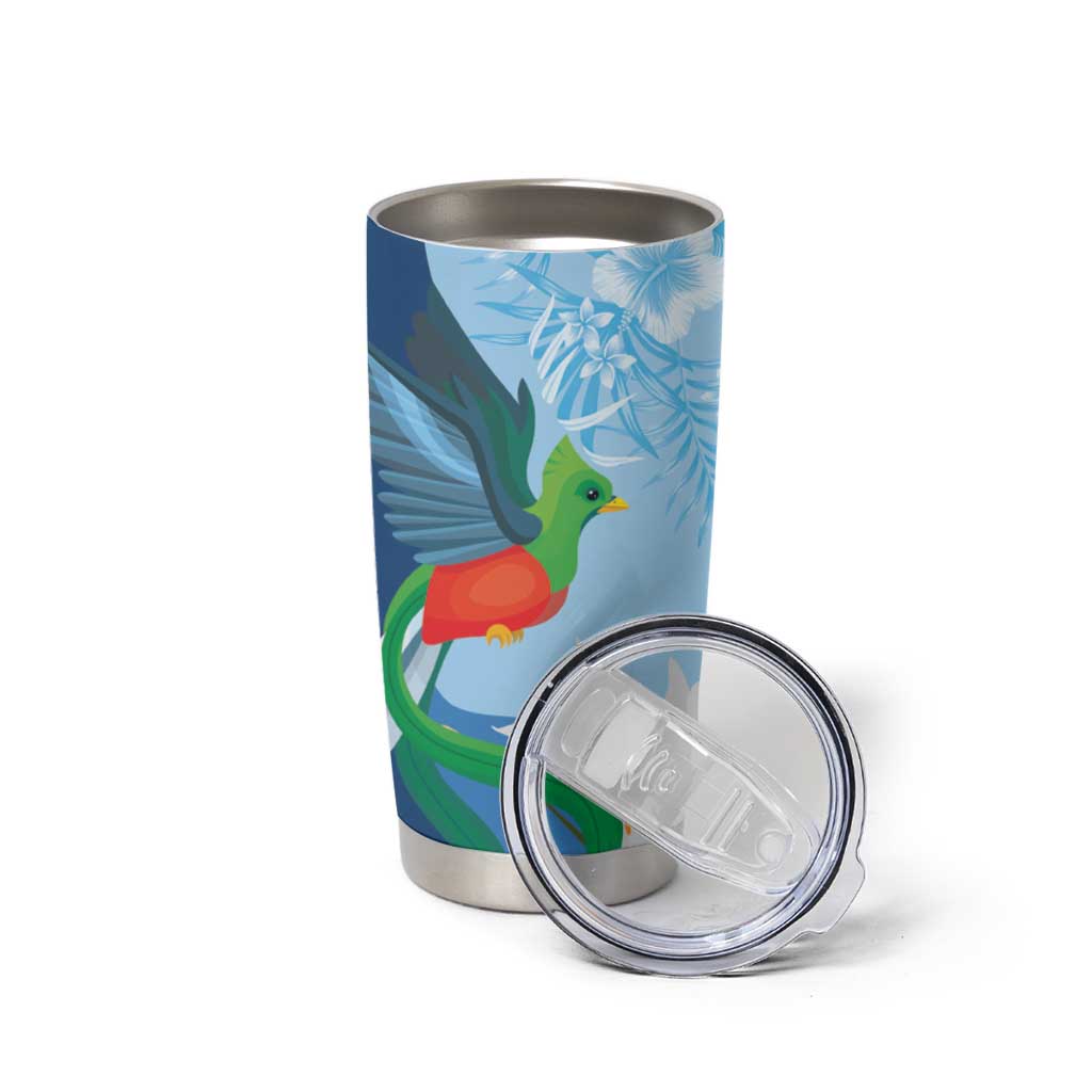 Guatemala Quetzal Bird Tumbler Cup Monja Blanca Flowers
