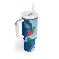 Guatemala Quetzal Bird Tumbler With Handle Monja Blanca Flowers
