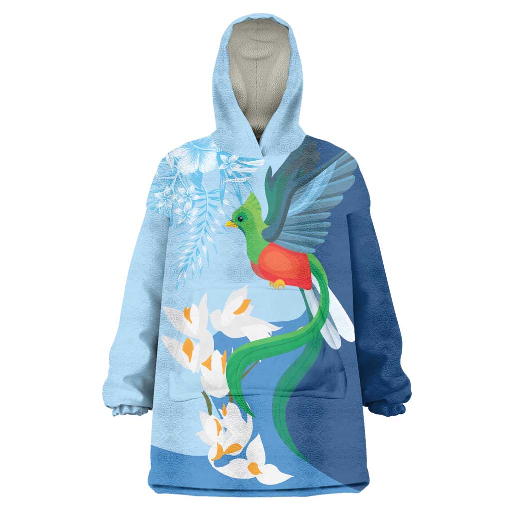 Guatemala Quetzal Bird Wearable Blanket Hoodie Monja Blanca Flowers