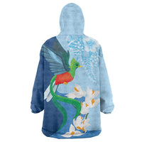 Guatemala Quetzal Bird Wearable Blanket Hoodie Monja Blanca Flowers