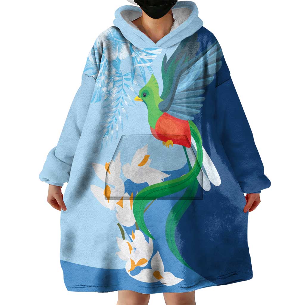Guatemala Quetzal Bird Wearable Blanket Hoodie Monja Blanca Flowers