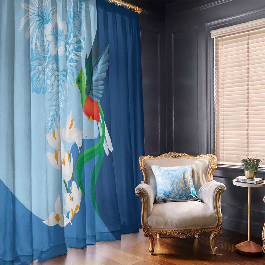 Guatemala Quetzal Bird Window Curtain Monja Blanca Flowers