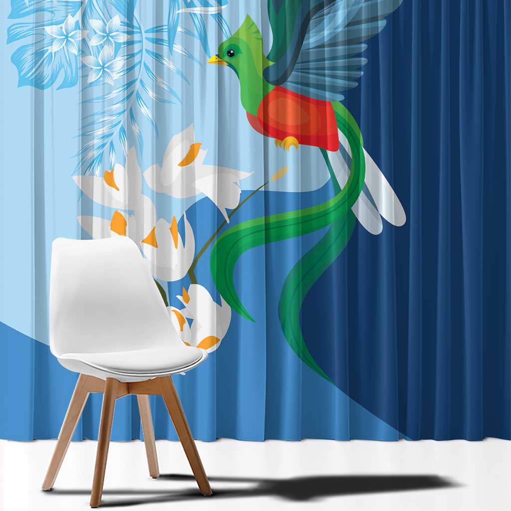 Guatemala Quetzal Bird Window Curtain Monja Blanca Flowers