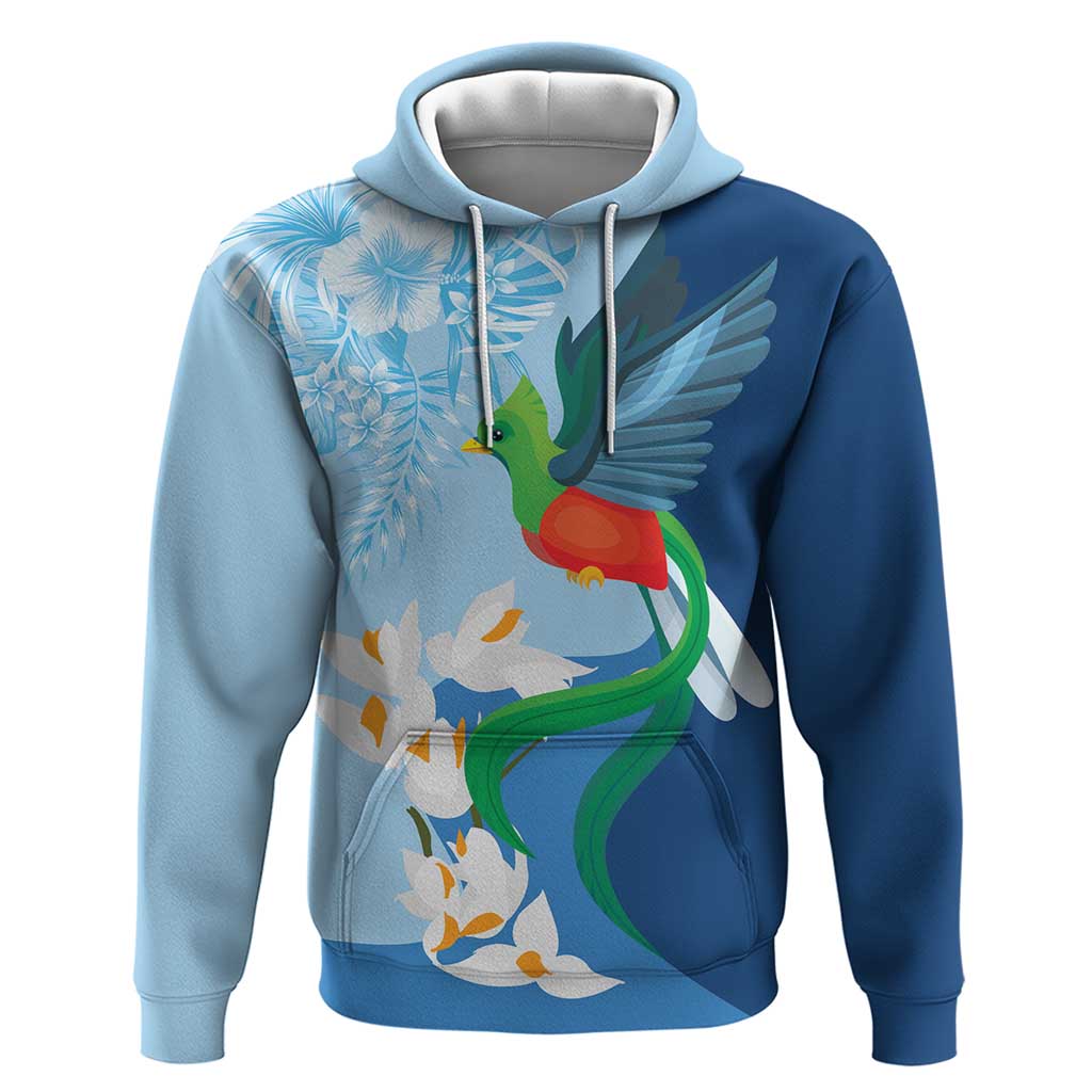 Guatemala Quetzal Bird Zip Hoodie Monja Blanca Flowers