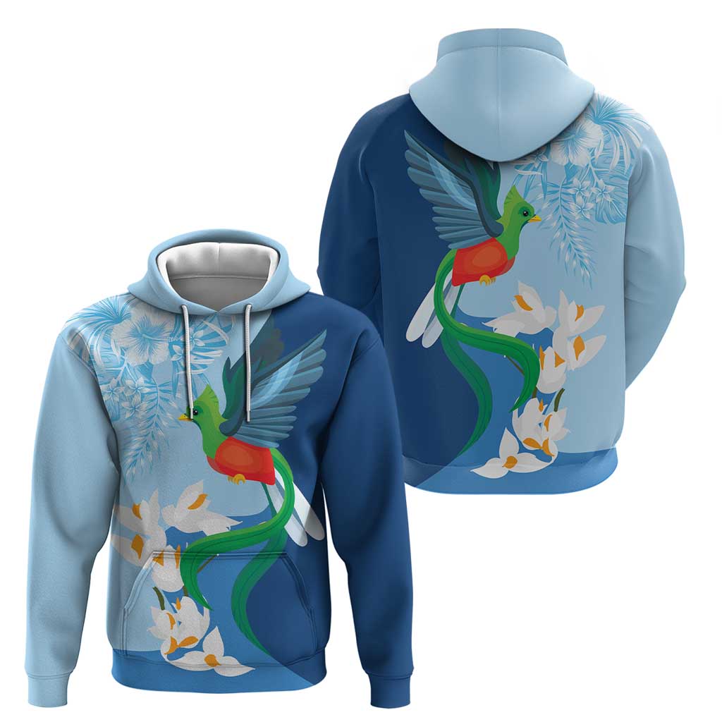 Guatemala Quetzal Bird Zip Hoodie Monja Blanca Flowers