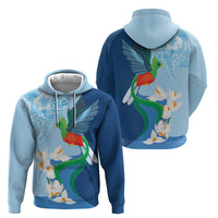 Guatemala Quetzal Bird Zip Hoodie Monja Blanca Flowers