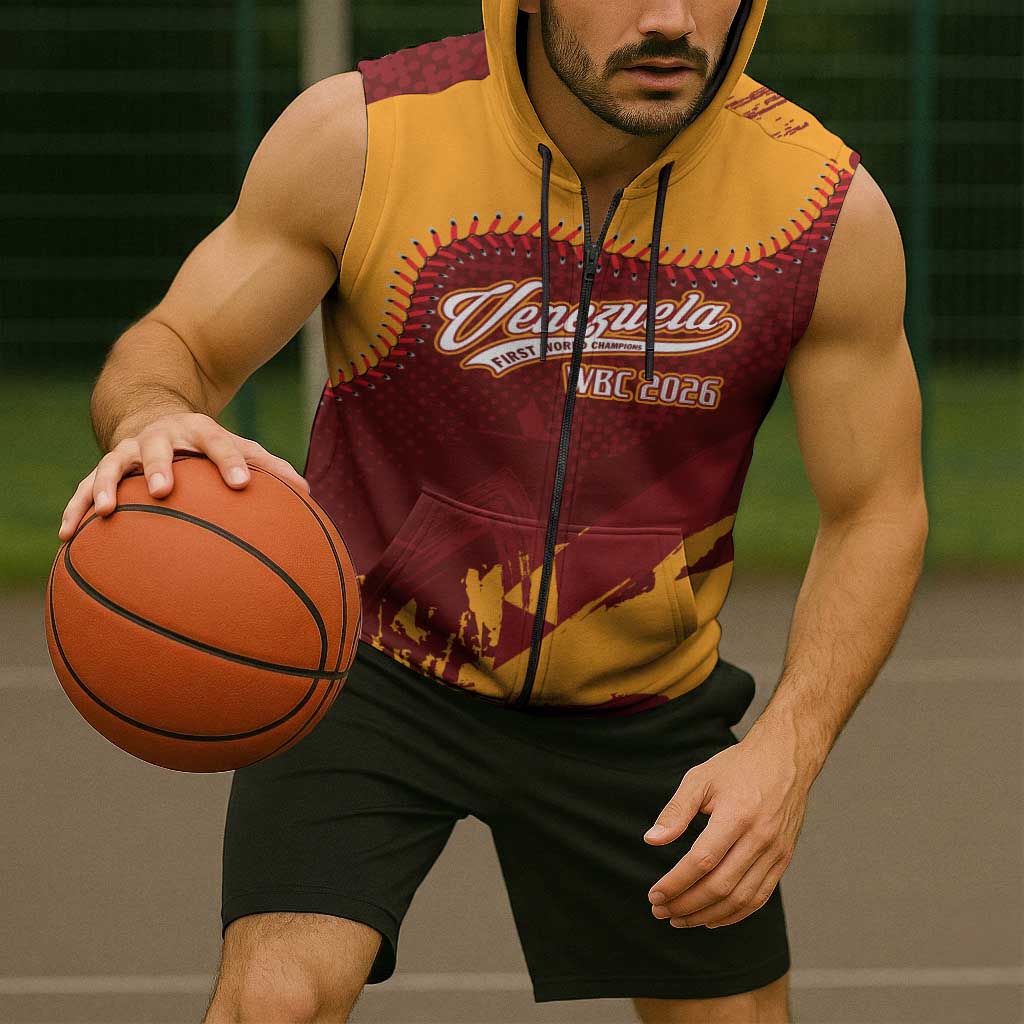 Venezuela Baseball First World Champion 2026 Custom Sleeveless Zip Hoodie