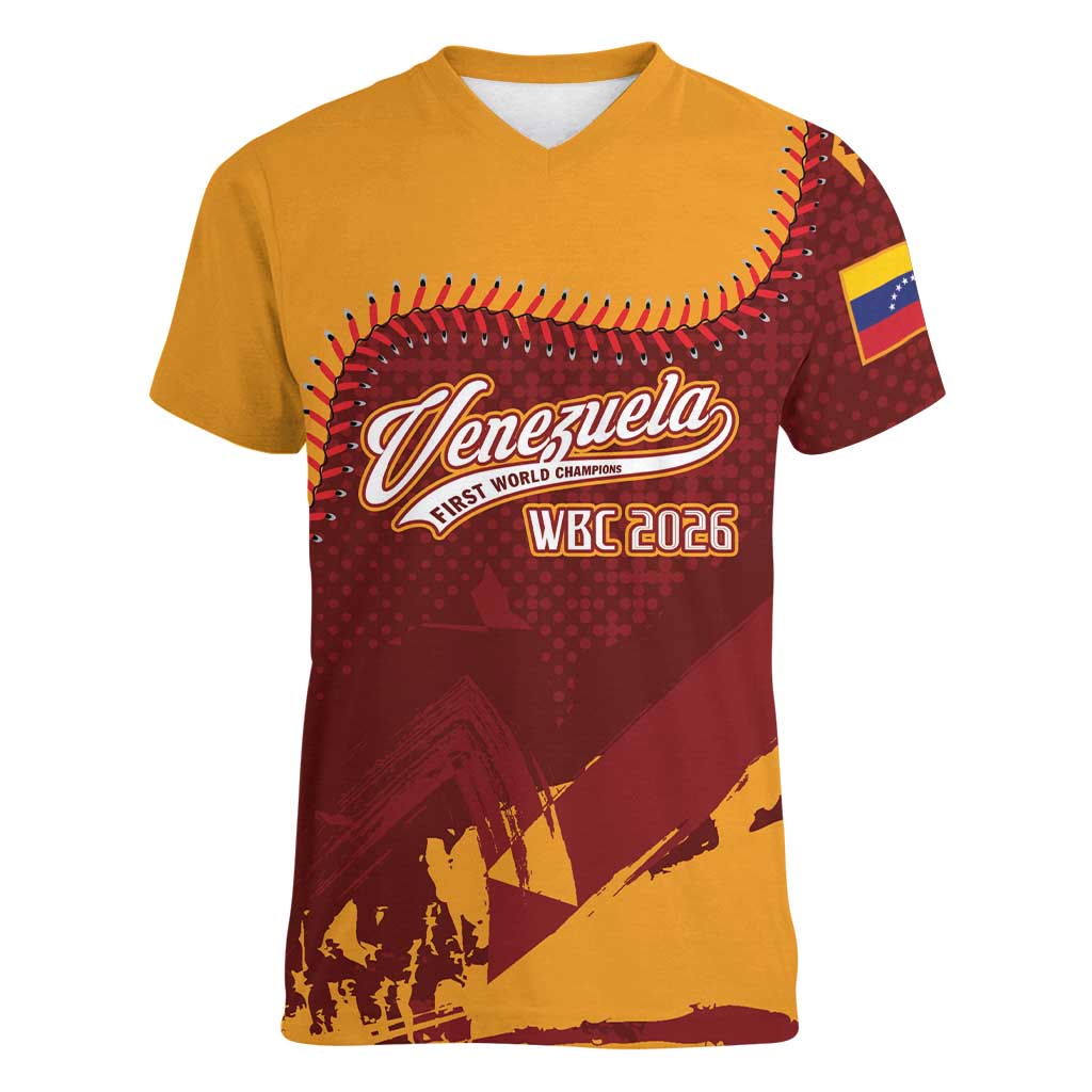 Venezuela Baseball First World Champion 2026 Custom Women V-Neck T-Shirt