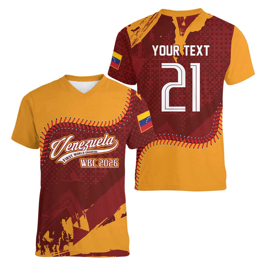 Venezuela Baseball First World Champion 2026 Custom Women V-Neck T-Shirt
