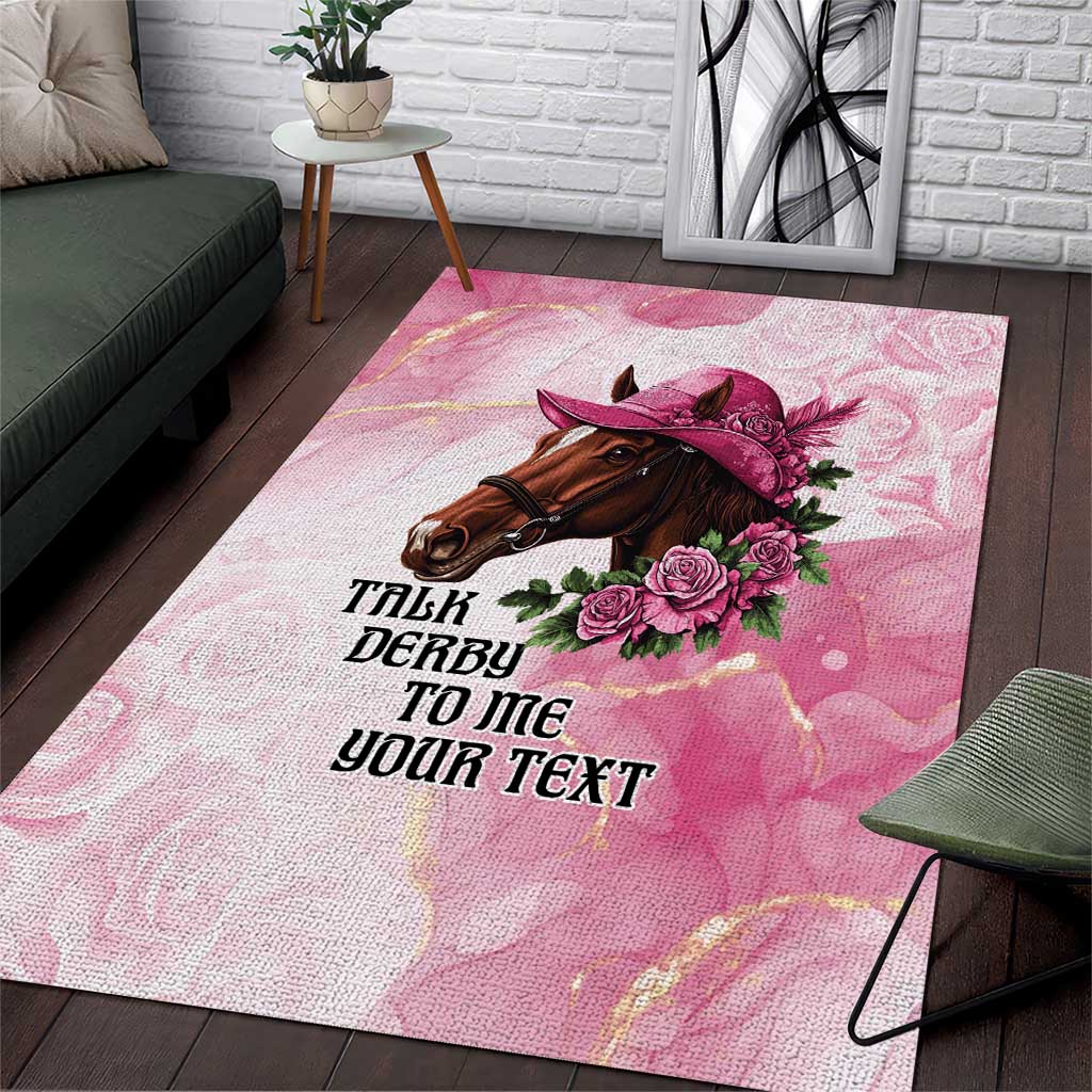 Personalized Kentucky Horse Race Area Rug Big Hats And Horses Pink Out Party