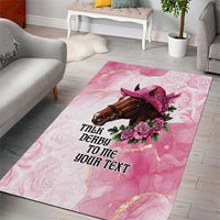 Personalized Kentucky Horse Race Area Rug Big Hats And Horses Pink Out Party
