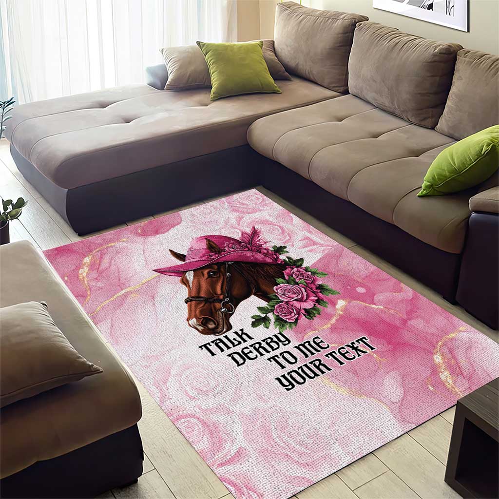 Personalized Kentucky Horse Race Area Rug Big Hats And Horses Pink Out Party