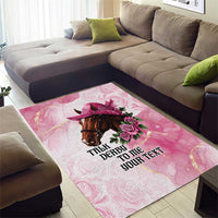 Personalized Kentucky Horse Race Area Rug Big Hats And Horses Pink Out Party