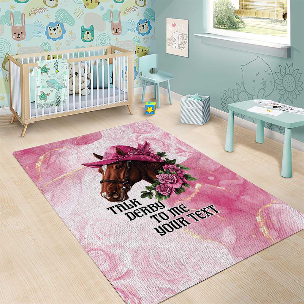Personalized Kentucky Horse Race Area Rug Big Hats And Horses Pink Out Party