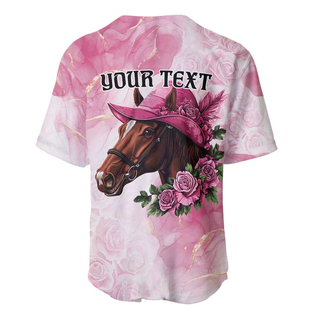 Personalized Kentucky Horse Race Baseball Jersey Big Hats And Horses Pink Out Party