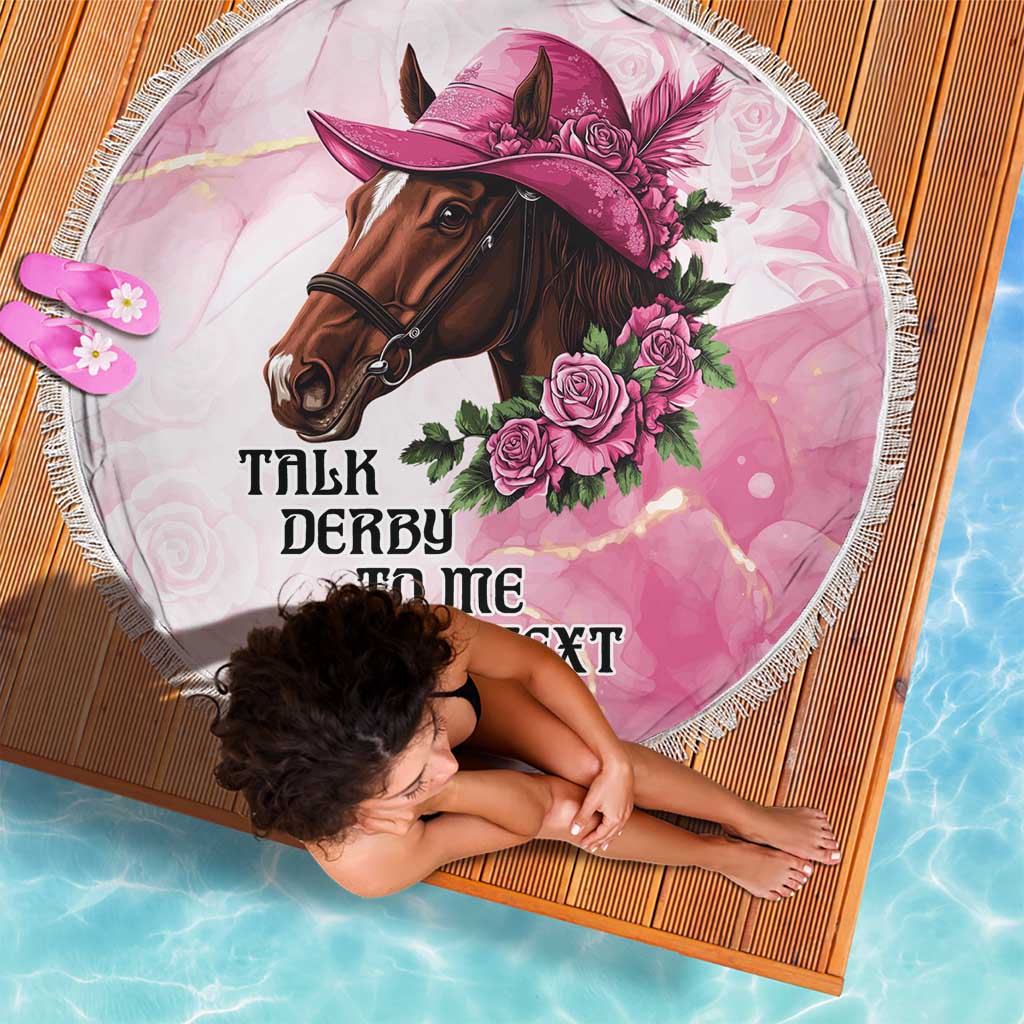 Personalized Kentucky Horse Race Beach Blanket Big Hats And Horses Pink Out Party