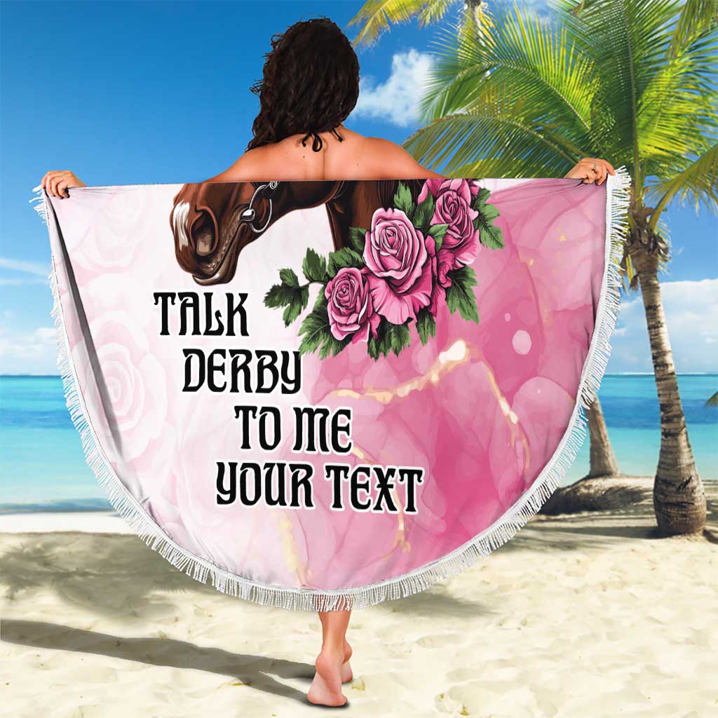Personalized Kentucky Horse Race Beach Blanket Big Hats And Horses Pink Out Party