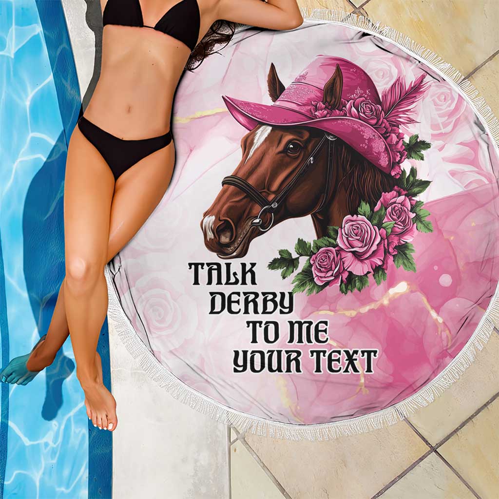 Personalized Kentucky Horse Race Beach Blanket Big Hats And Horses Pink Out Party