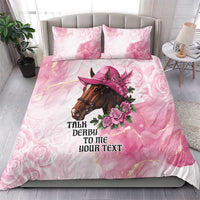 Personalized Kentucky Horse Race Bedding Set Big Hats And Horses Pink Out Party