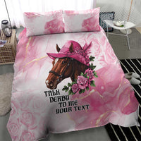 Personalized Kentucky Horse Race Bedding Set Big Hats And Horses Pink Out Party