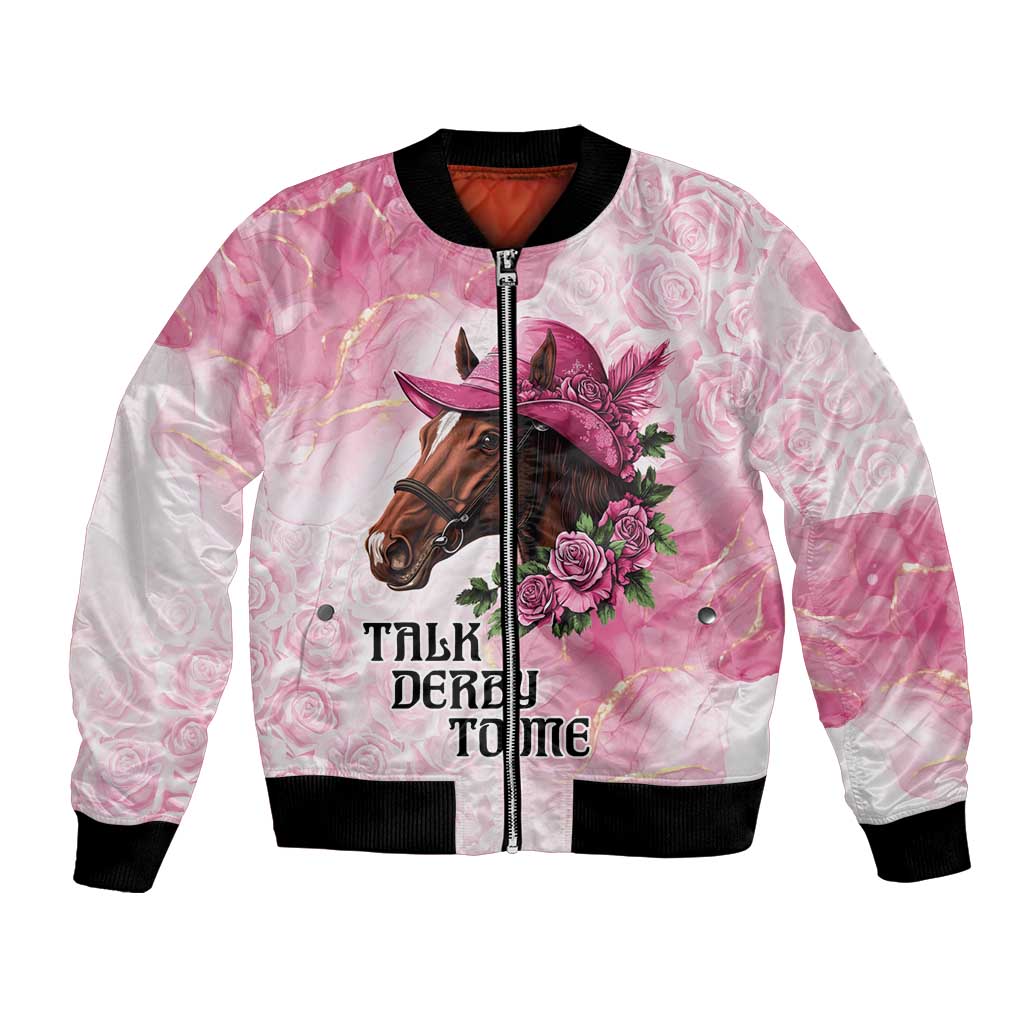 Personalized Kentucky Horse Race Bomber Jacket Big Hats And Horses Pink Out Party
