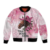 Personalized Kentucky Horse Race Bomber Jacket Big Hats And Horses Pink Out Party