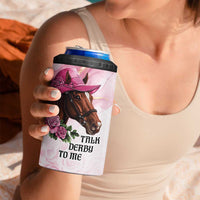 Personalized Kentucky Horse Race 4 in 1 Can Cooler Tumbler Big Hats And Horses Pink Out Party
