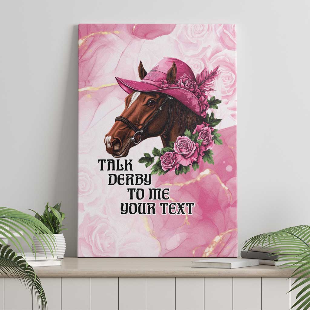 Personalized Kentucky Horse Race Canvas Wall Art Big Hats And Horses Pink Out Party