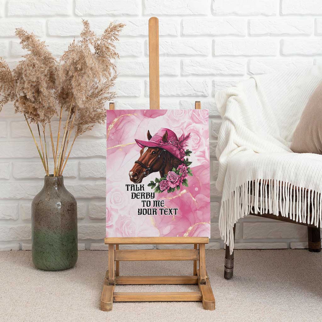 Personalized Kentucky Horse Race Canvas Wall Art Big Hats And Horses Pink Out Party