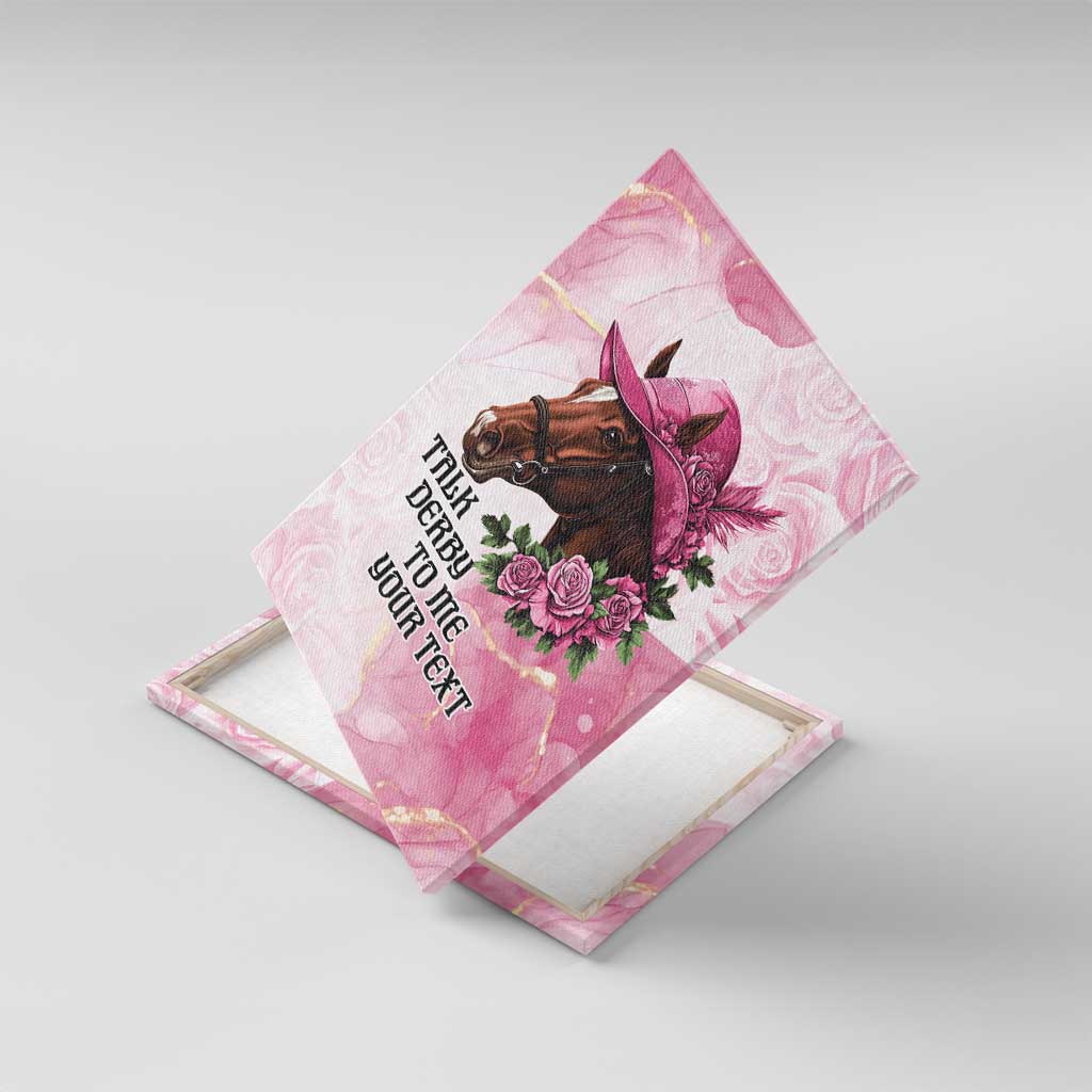 Personalized Kentucky Horse Race Canvas Wall Art Big Hats And Horses Pink Out Party